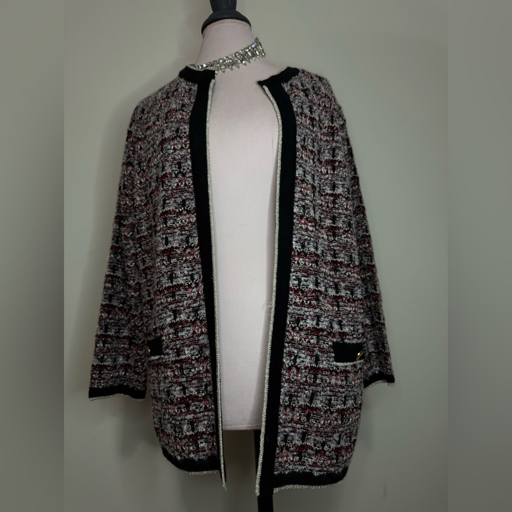 Jones Studio NWT Chic Tweed Open Front sweater cardigan in size large